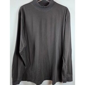 IZOD GOLF Mens Sz XL Long Sleeve Mock Neck Pullover Shirt Brown Layering‎ Preppy